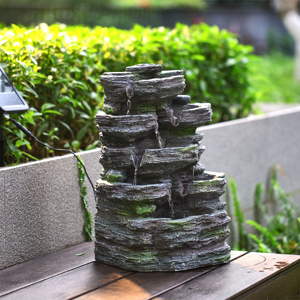 Faux Rock Garden Fountain with Lights Fountains Living and Home